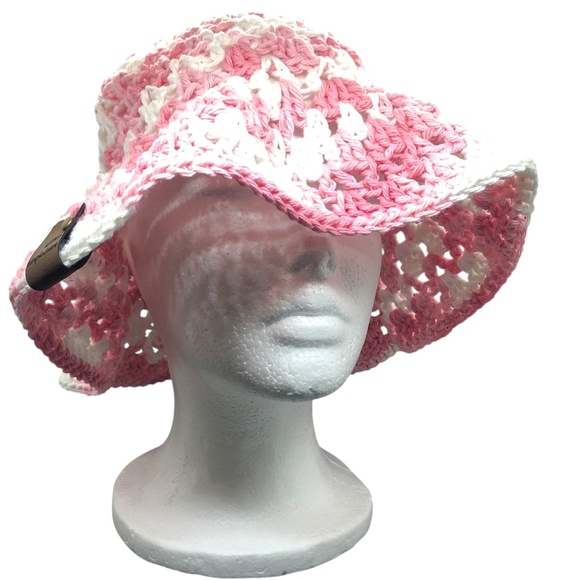 Crochet Bucket Hat | Strawberry Pink & White main image 10